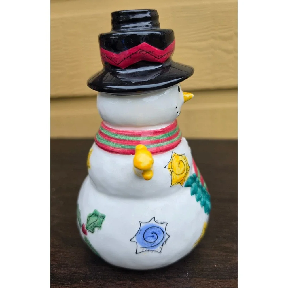 Sango Sue Zipkin The Sweet Shoppe Christmas Snowman Ceramic Figurine TOP MISSING
